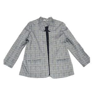 Soft Surroundings St. James plaid blazer Jacket PS black gray